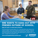 Talk. They Hear You: She Wants to Hang Out with Friends Outside of School Print Public Service Announcement – Wallet Card (Military)