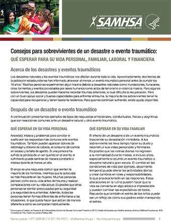 Tips for Survivors of a Disaster or Traumatic Event: What to Expect in Your Personal, Family, Work, and Financial Life (Spanish Version)