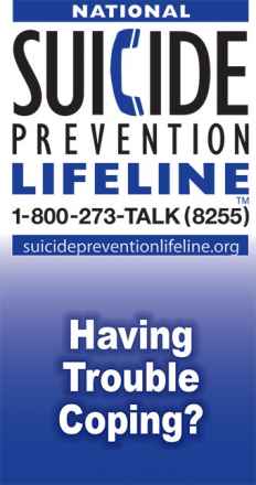 National Suicide Prevention Lifeline Wallet Card: Having Trouble Coping?