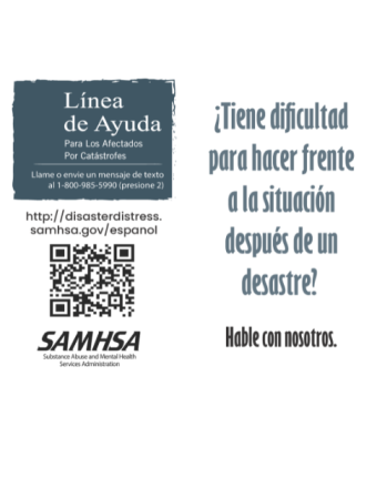 Disaster Distress Helpline Wallet Card (Spanish Version)