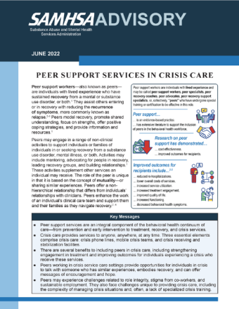 Advisory: Peer Support Services in Crisis Care 