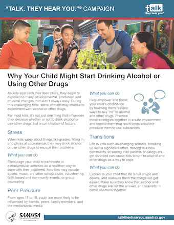 Talk. They Hear You: Why Your Child Might Start Drinking Alcohol or Using Other Drugs