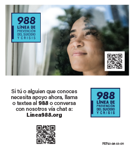 988 Suicide & Crisis Lifeline Wallet Card with Image (Spanish Version) (2023)