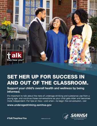 Talk. They Hear You.: Set Her Up for Success In and Out of the Classroom - Print Public Service Announcement Flyer