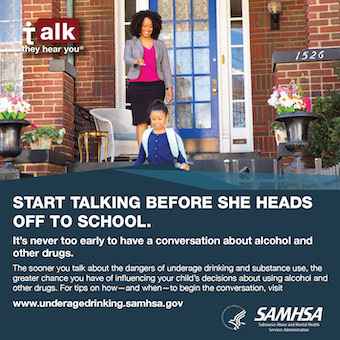 Talk. They Hear You: Start Talking Before She Heads Off to School - Print Public Service Announcement Square