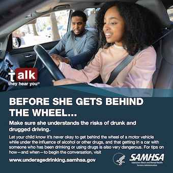 Talk. They Hear You: Before She Gets Behind the Wheel - Print Public Service Announcement Square