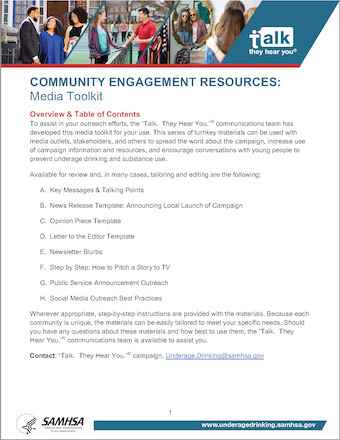 Talk. They Hear You. Community Engagement Resources: Media Toolkit